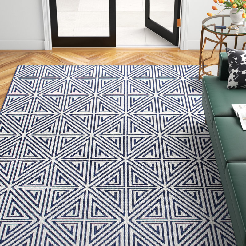 Etta Avenue™ Roxie Geometric Navy Indoor/Outdoor Area Rug & Reviews